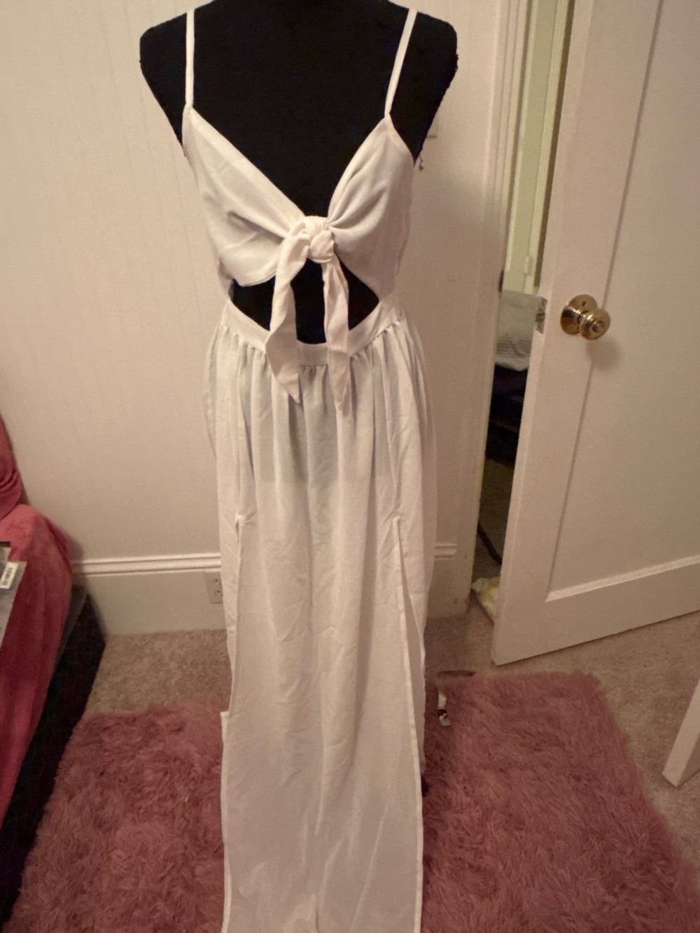 Boohoo White Tie-Front Maxi Swim Coverup dress